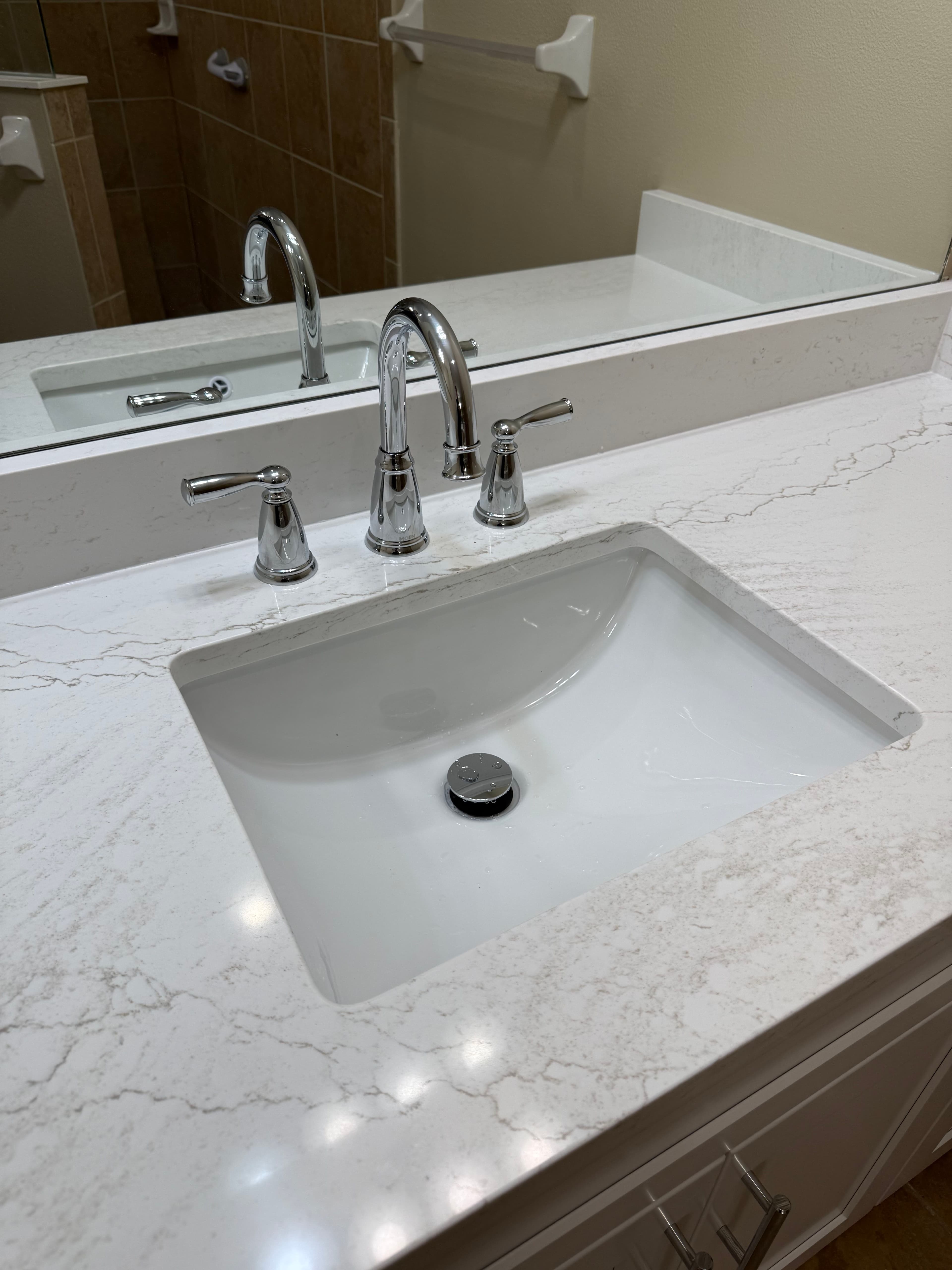 Project 3 Moen Banbury Faucets Installed on a Fresh Bathroom Vanity image