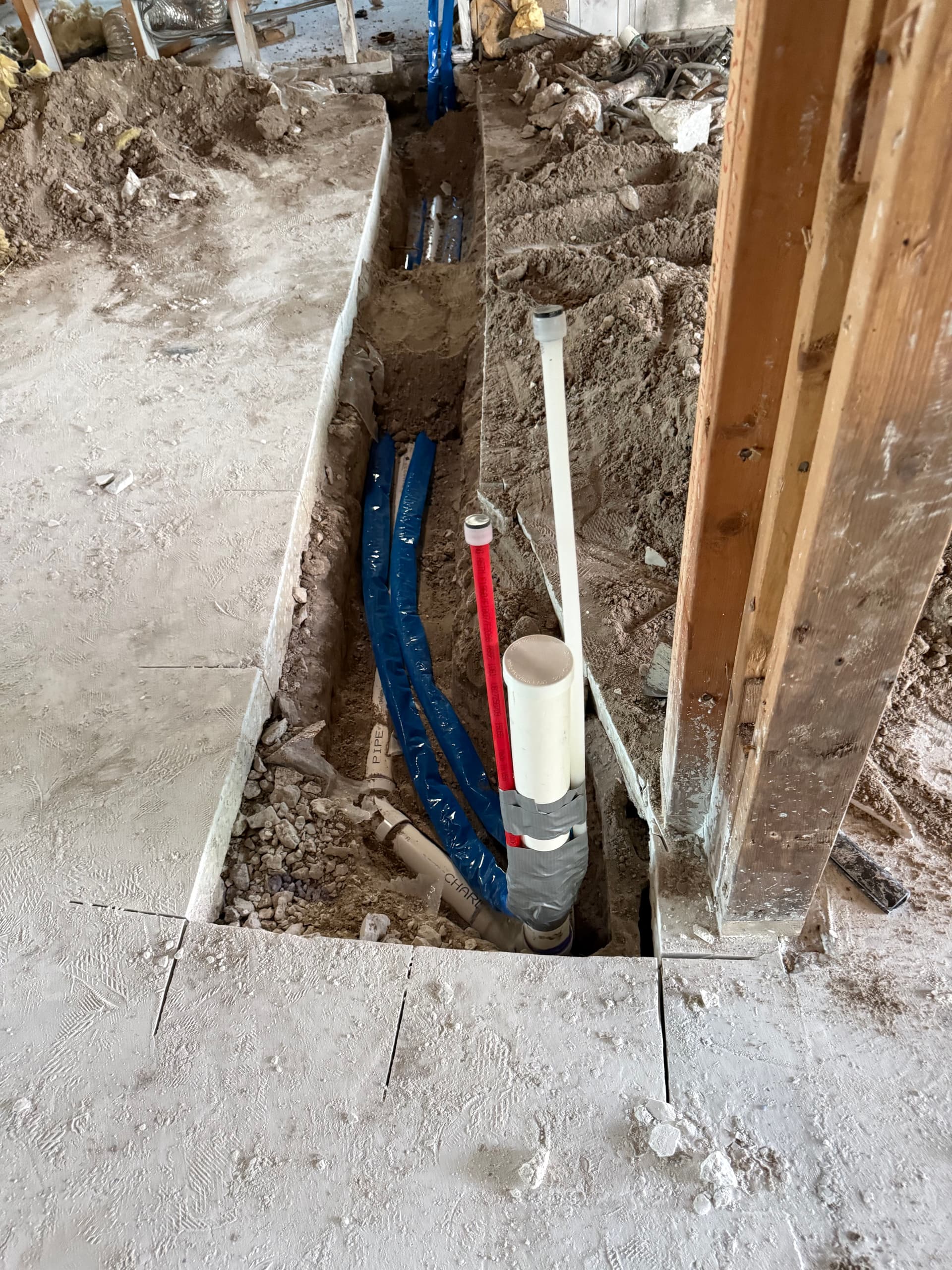 Gallery photos for Whole House Sewer Repipe Swaps Failed Cast Iron for PVC DWV: Image #9