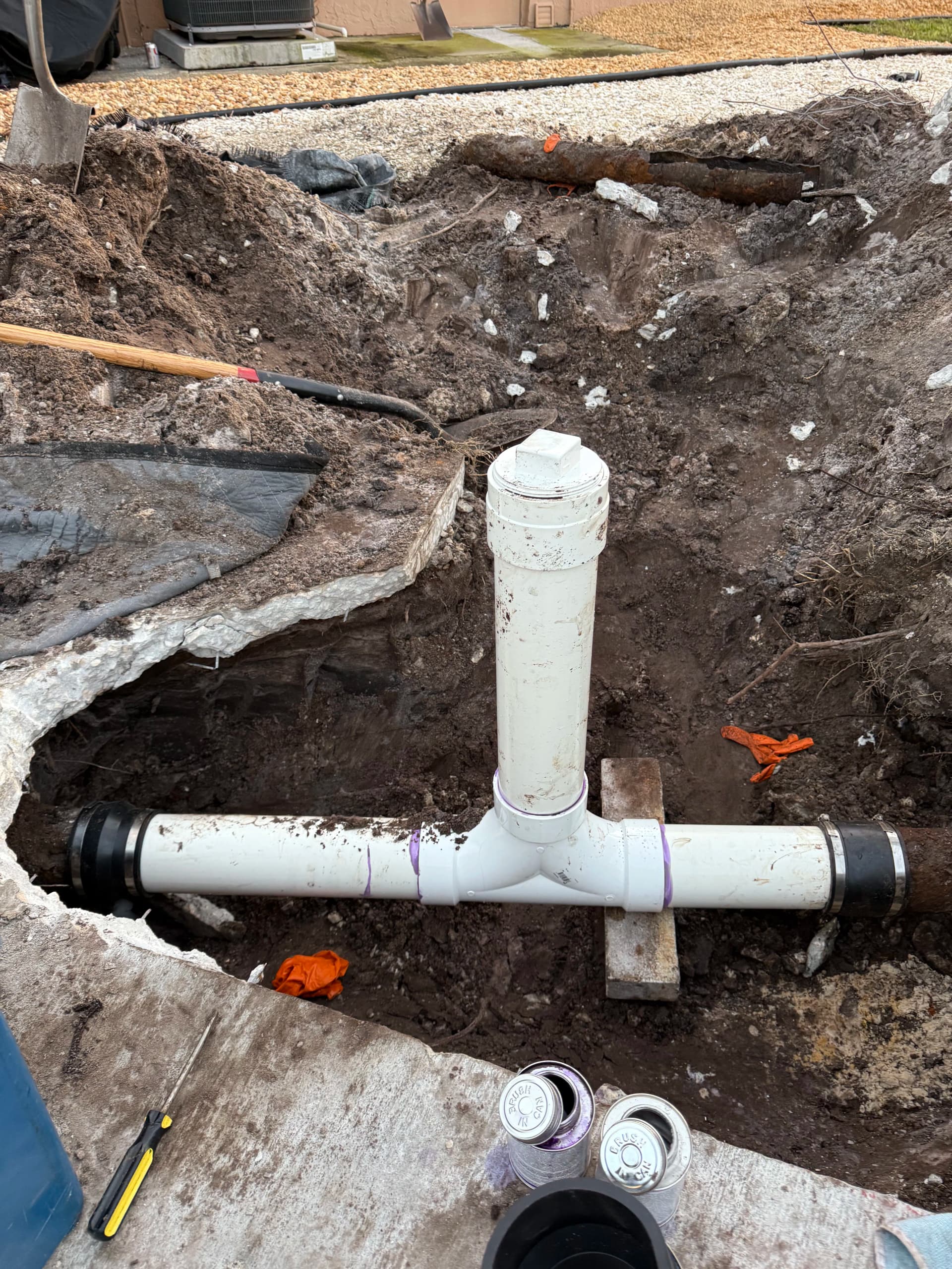 Gallery photos for Collapsed Cast Iron Sewer Line Fixed Under a Driveway: Image #4