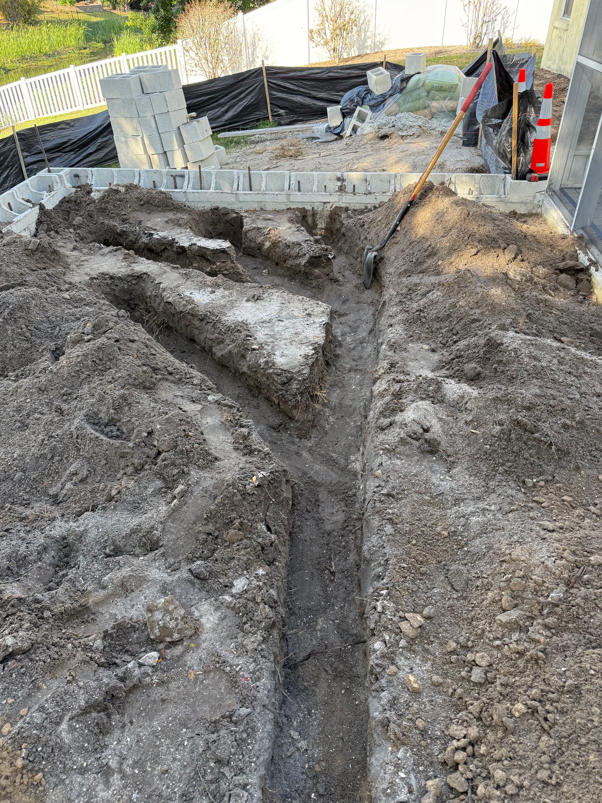 Underground Pipe Installation for Pool House