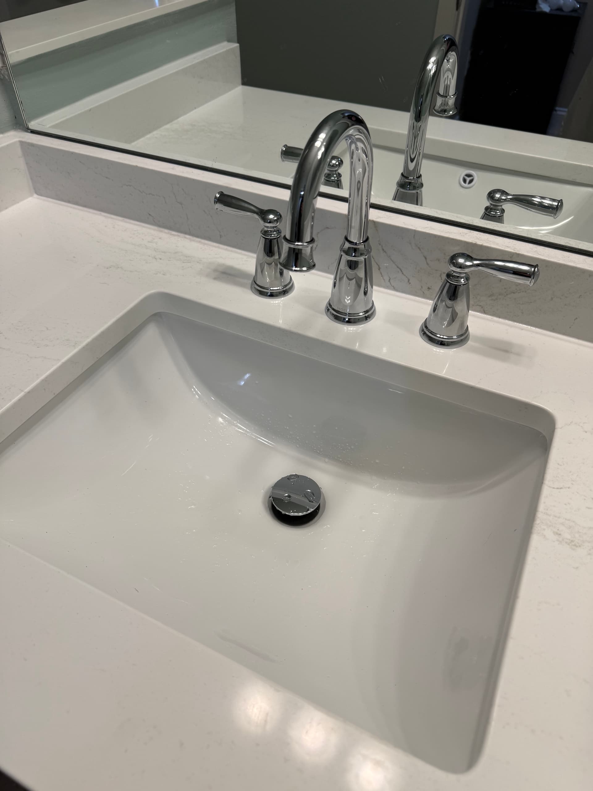 Gallery photos for 3 Moen Banbury Faucets Installed on a Fresh Bathroom Vanity: Image #2