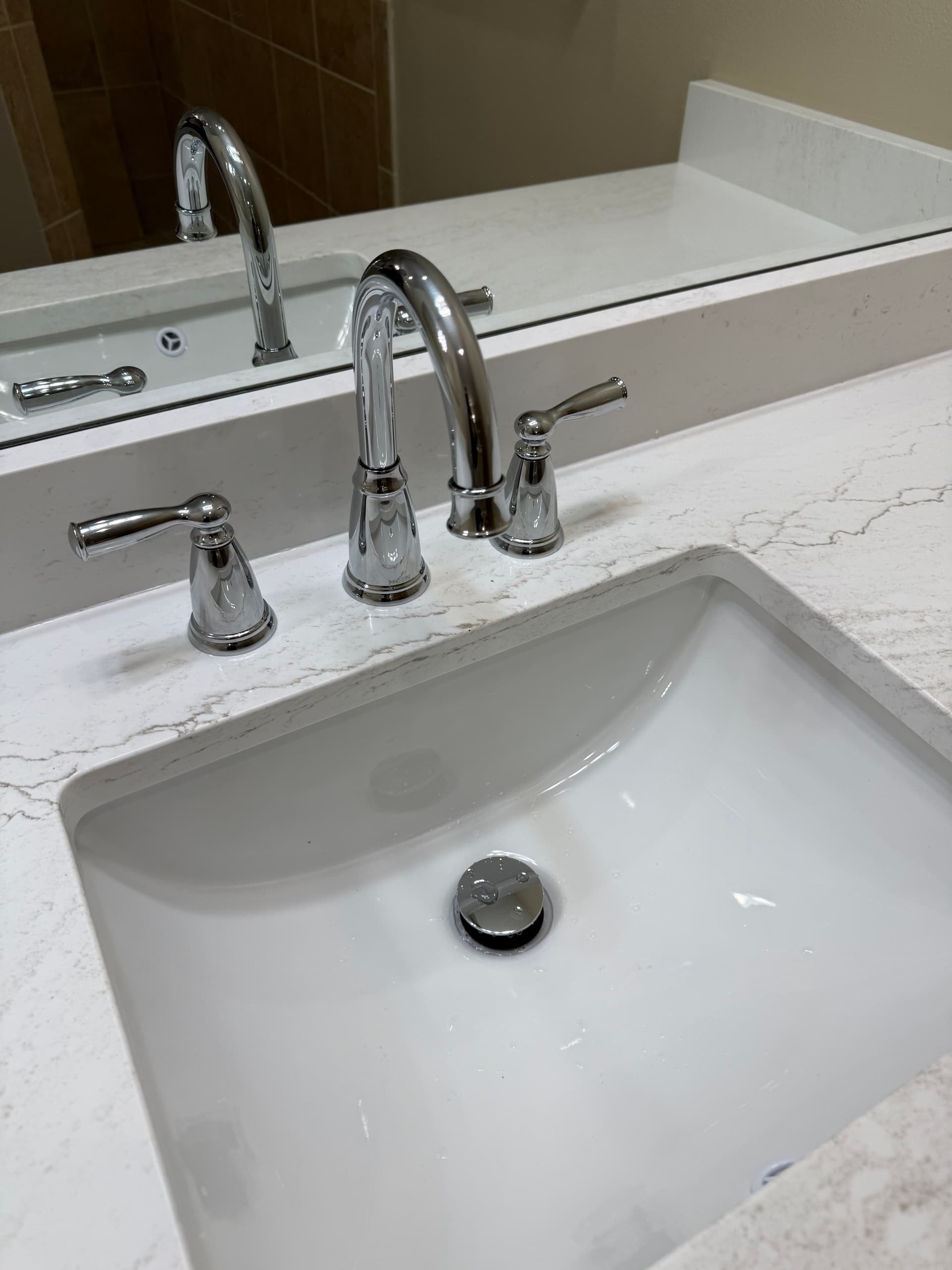 Gallery photos for 3 Moen Banbury Faucets Installed on a Fresh Bathroom Vanity: Image #4