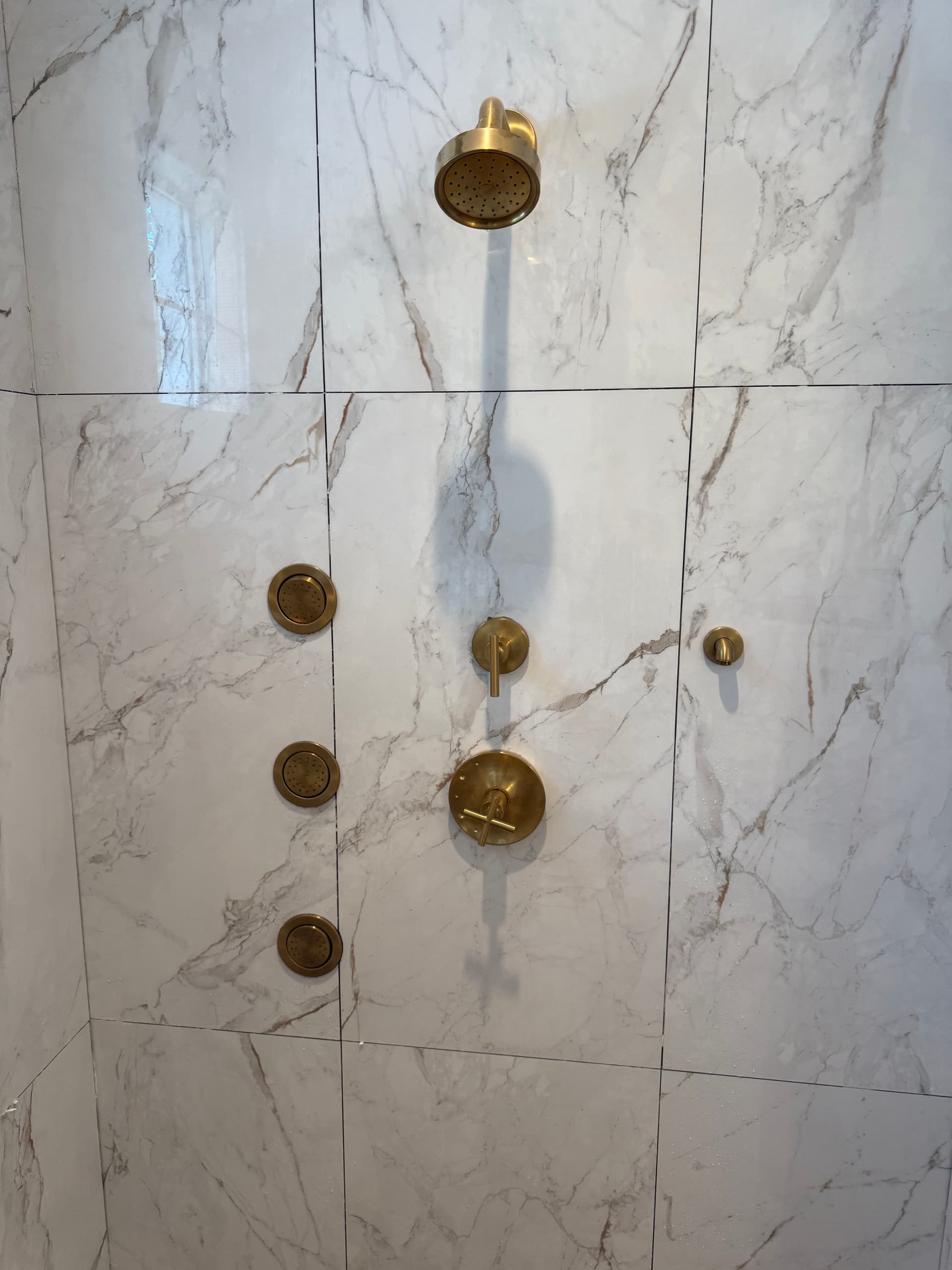 Gallery photos for 300 lb Stone Resin Tub Install with Kohler Gold Brass Fixtures: Image #3