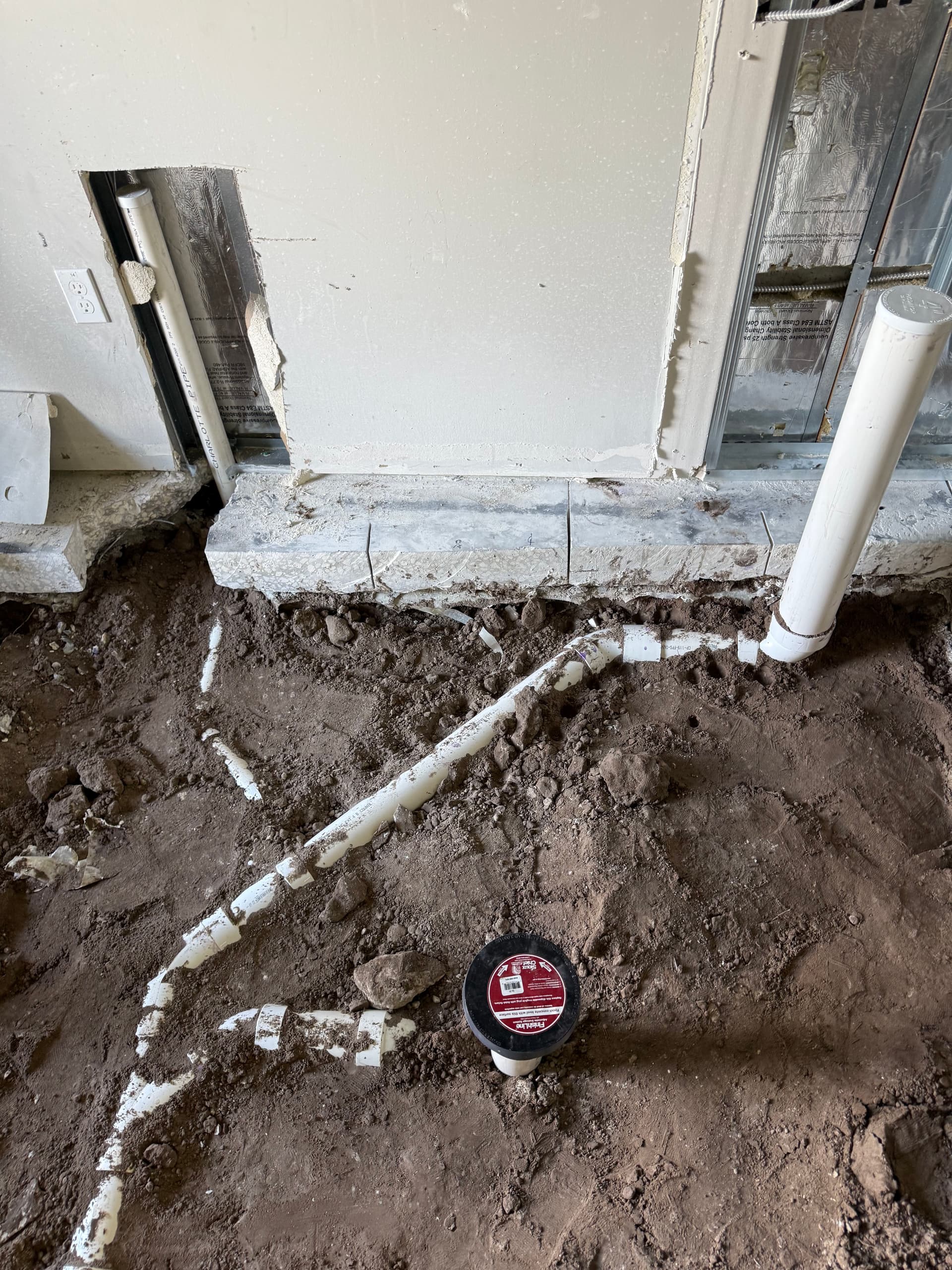 Commercial ADA Bathroom Rough-In Set and Ready for Pour image